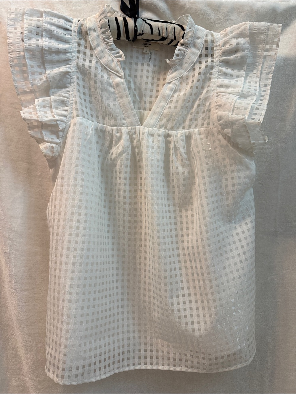 White Flutter Sleeve Blouse